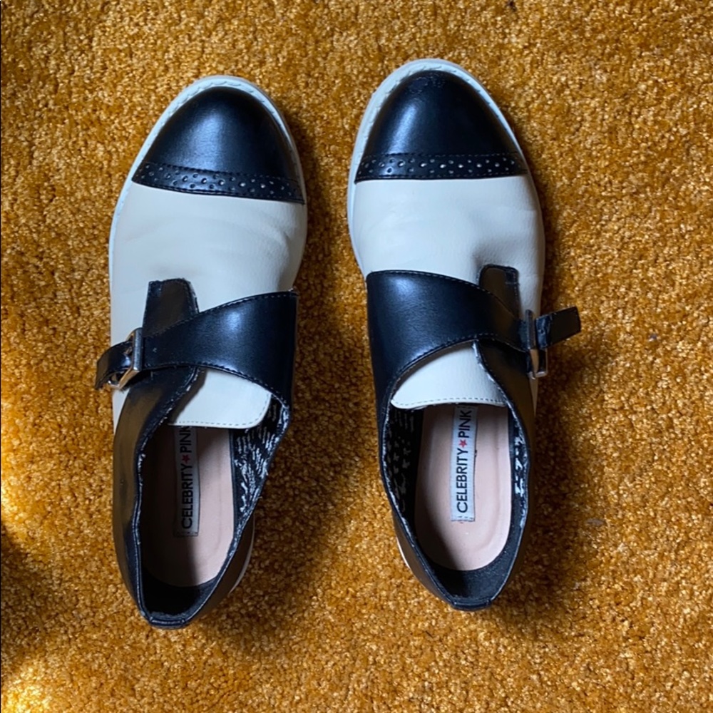 Vintage celebrity pink black and white shoes